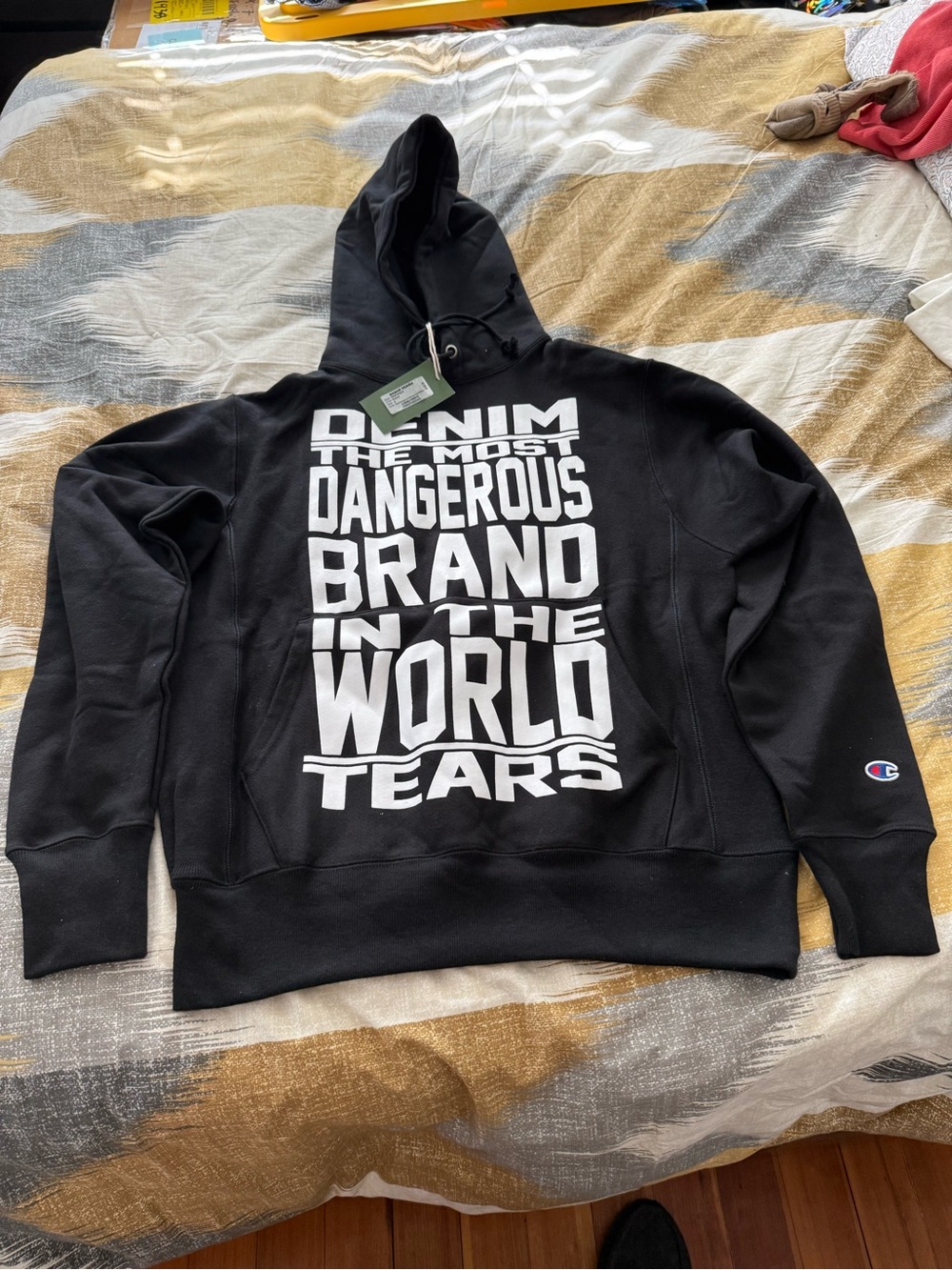 Denim Tears & Champion Collab Most Dangerous Men’s Black Fleece Hoodie Size S